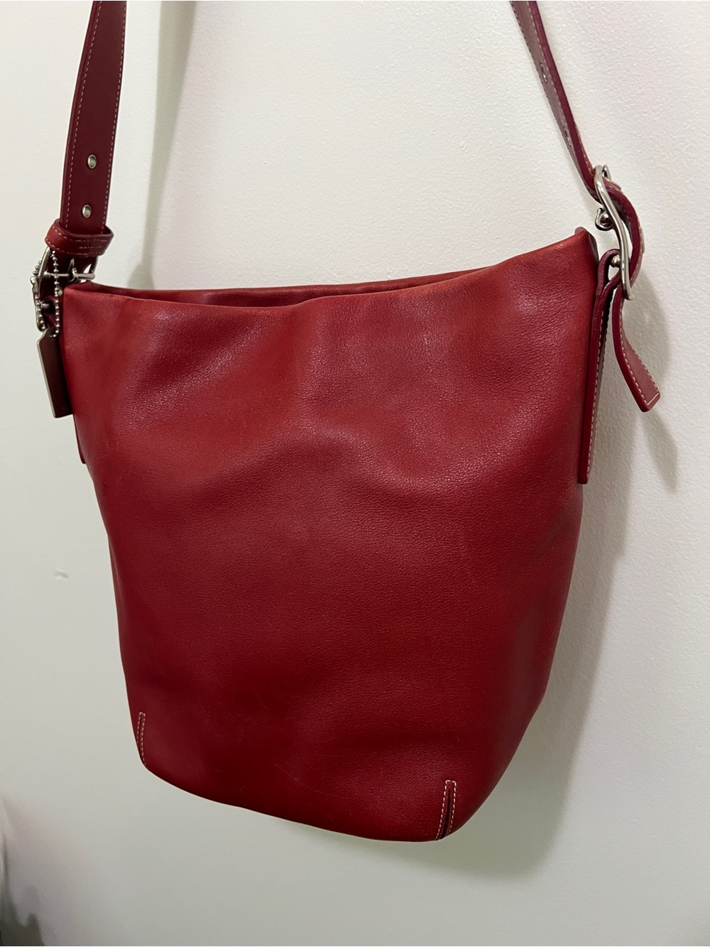 Coach Red Leather Shoulder Bag - Picture 5 of 13
